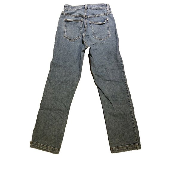 H&M Divided Women"s Sz 6 Blue High Rise Mom Jeans Button Fly Denim Cropped City - Picture 2 of 11
